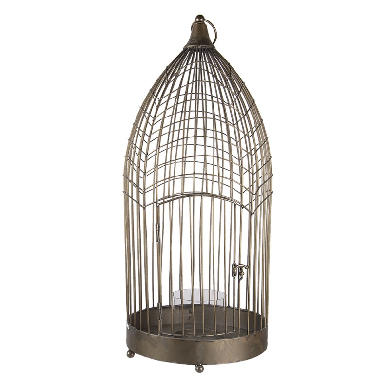 5Y0874 Bird Cage Decoration 69 cm Grey Metal Round Decorative Birdcage