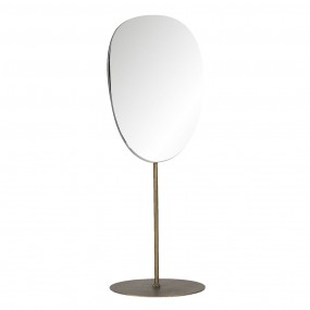 262S192 Miroir sur pied 15x36 cm Gris Fer Verre Ovale Miroir de table