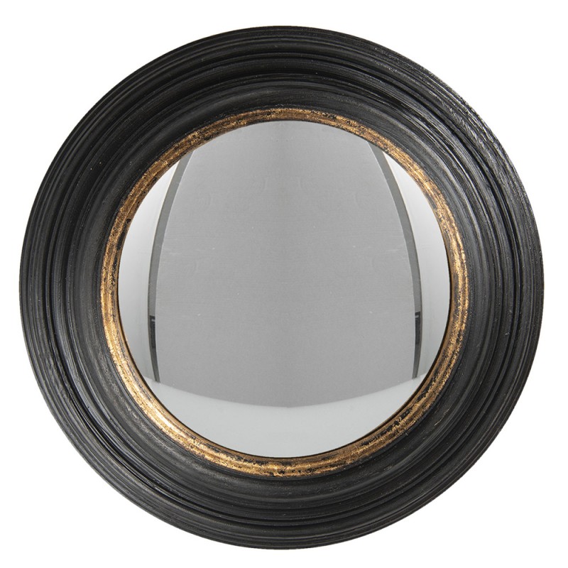 62S202 Mirror Ø 38 cm Black Wood Round Large Mirror