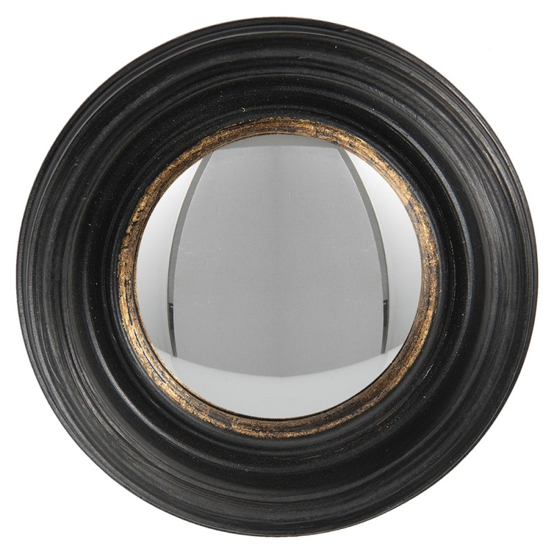 62S204 Mirror Ø 16 cm Black Plastic Round Large Mirror