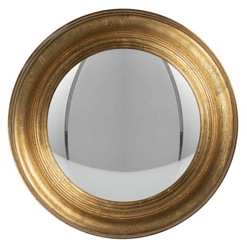 kalkoen de begeleiding Typisch 62S206 Spiegel Ø 34 cm Goudkleurig Hout Rond Bolle Spiegel Wand spiegel