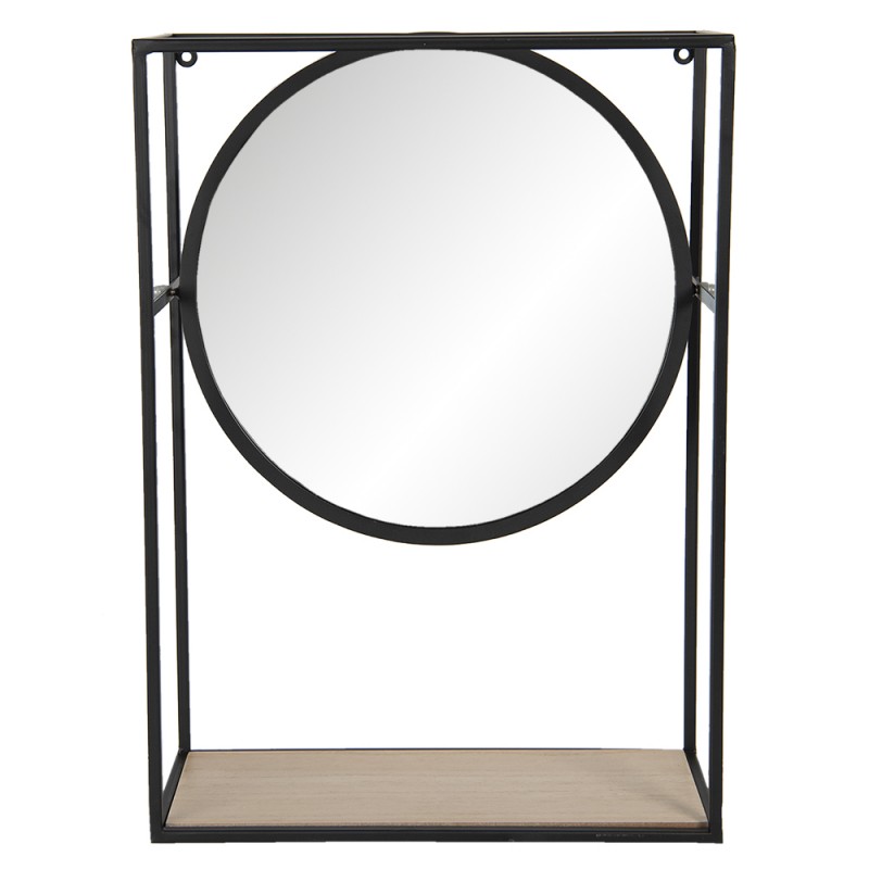 62S213 Mirror 36x50 cm Black Iron Wood Rectangle Large Mirror