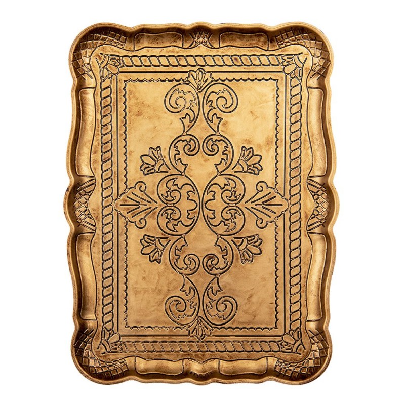 64806 Decorative Serving Tray 31x23x2 cm Gold colored Melamine Rectangle Serving Platter