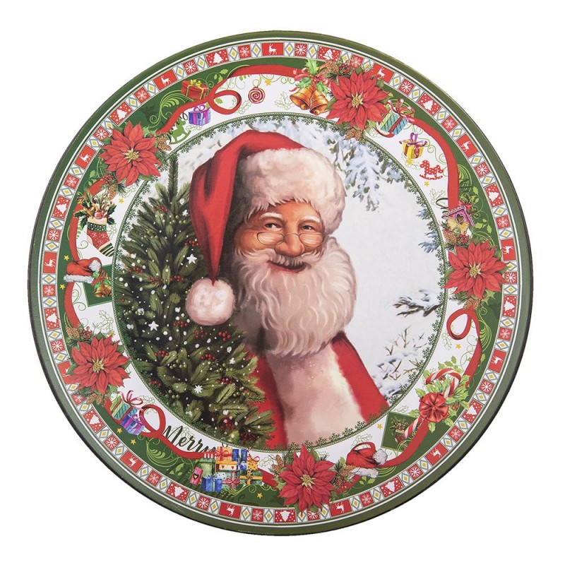 64807 Charger Plate Ø 33 cm Red Green Plastic Santa Claus Round Christmas Plate