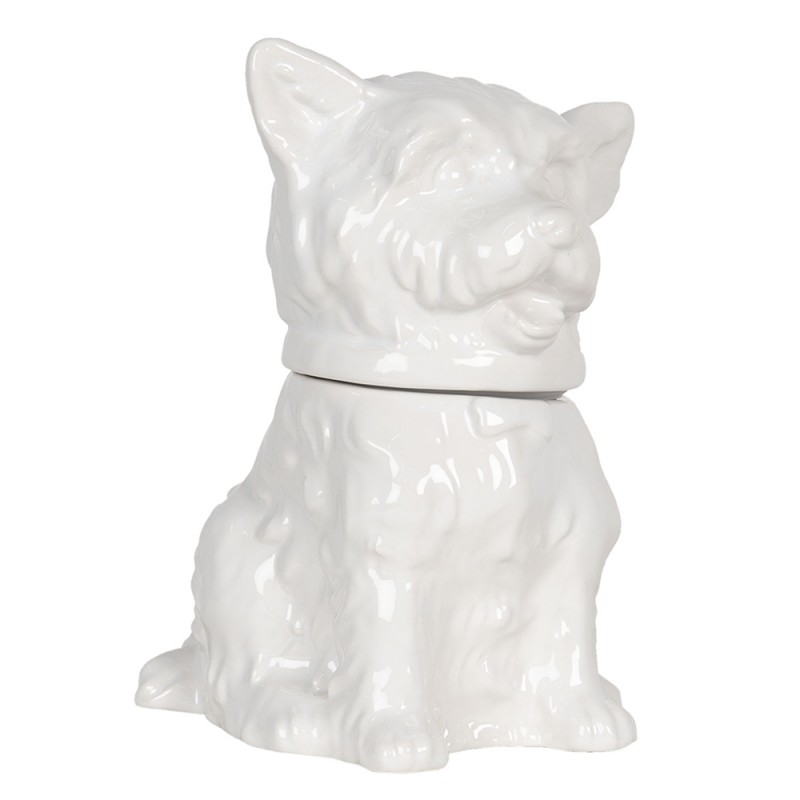 6CE1109 Vorratsglas Hund 20x20x26 cm Weiß Keramik Vorratsdose