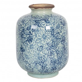 26CE1199 Vase Ø 10x15 cm Bleu Céramique Rond Pot de fleurs d'intérieur