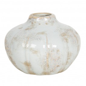 26CE1203 Vase Ø 14x11 cm Weiß Keramik Rund Innenblumentopf