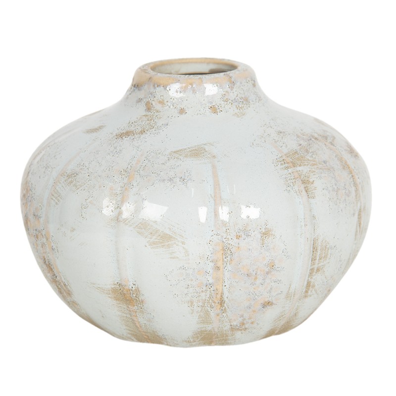 6CE1203 Vase Ø 14x11 cm Weiß Keramik Rund Innenblumentopf