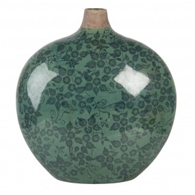 26CE1251L Vase 29x13x31 cm Vert Céramique Fleurs Ovale Vase en céramique