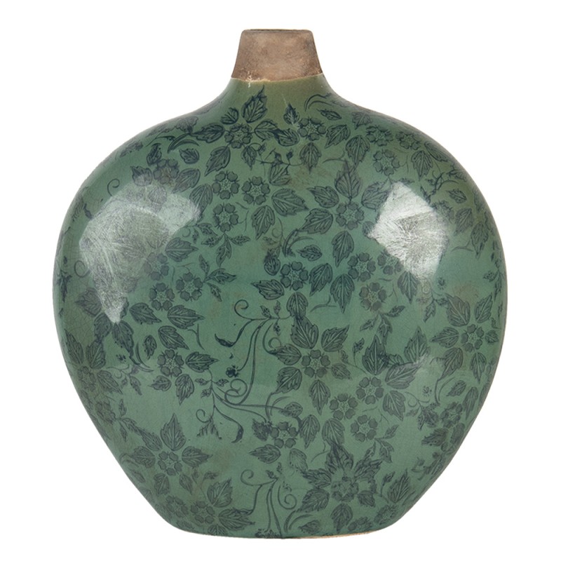 6CE1251M Vase 23x11x26 cm Green Ceramic Oval Ceramic Vase