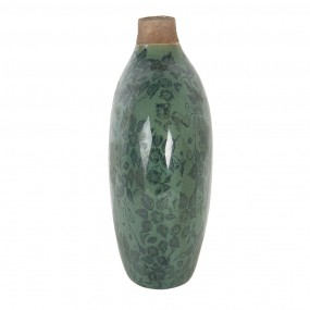 26CE1251M Vase 23x11x26 cm Vert Céramique Ovale Vase en céramique