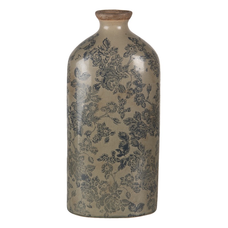 6CE1255L Vase 16x9x36 cm Brown Blue Ceramic Round Ceramic Vase