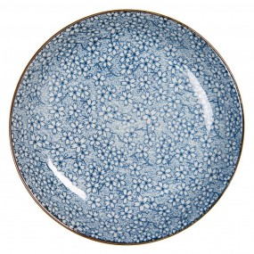 26CEBO0043 Assiette à soupe Ø 20x4 cm Bleu Céramique Fleurs Rond Bol à soupe