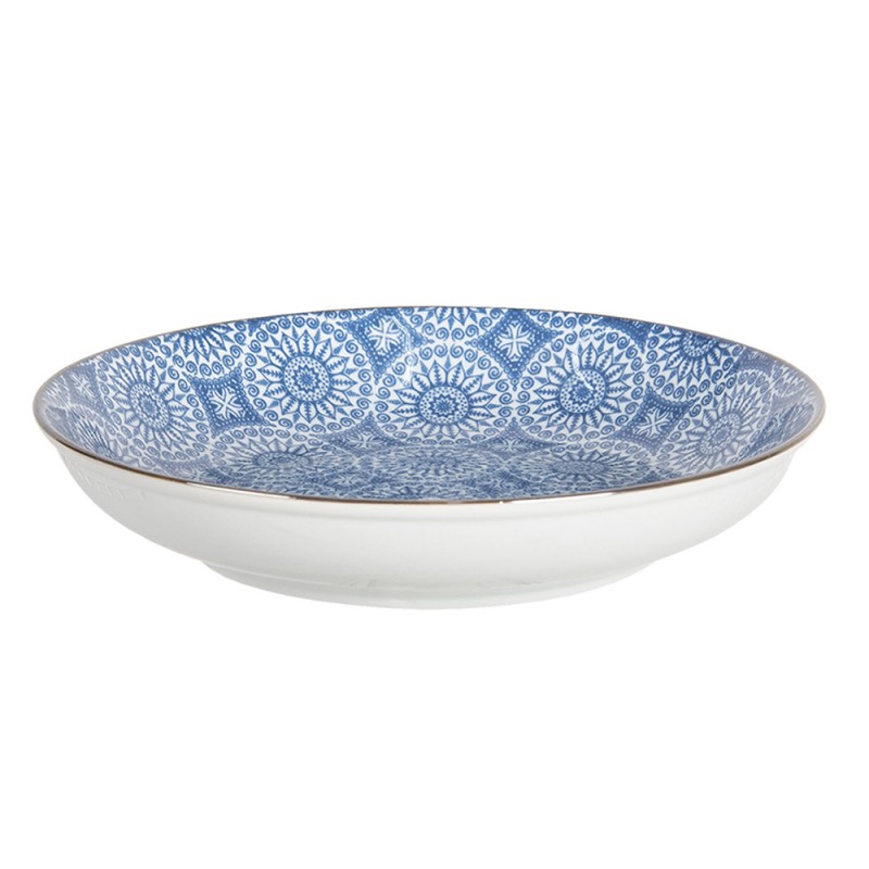 6CEBO0044 Soup Plate Ø 20x4 cm Blue Ceramic Round Soup Bowl