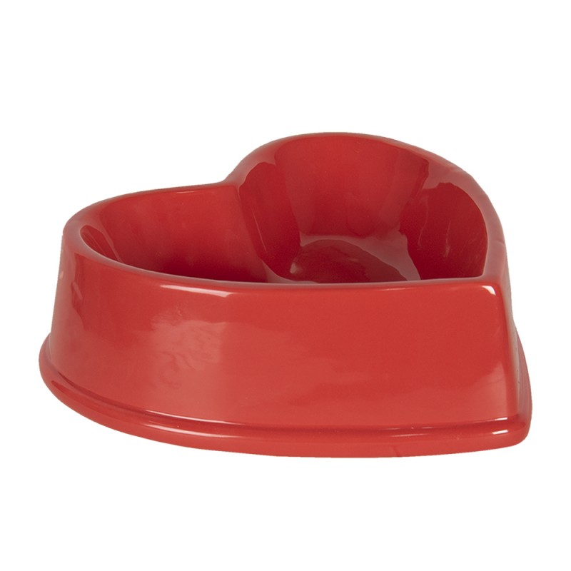 6CEBO0053 Dog Bowl Red Ceramic Heart Heart-Shaped Cat Bowl