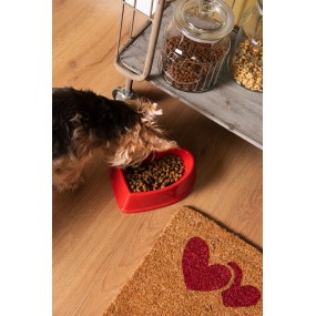 26CEBO0053 Dog Bowl Red Ceramic Heart Heart-Shaped Cat Bowl
