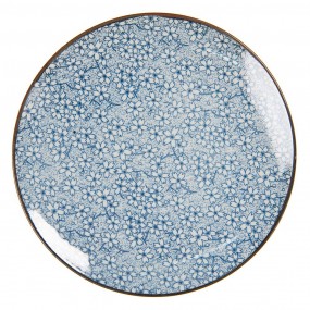 26CEDP0043 Piatto per la colazione Ø 21 cm Blu Ceramica Fiori  Rotondo Piatto
