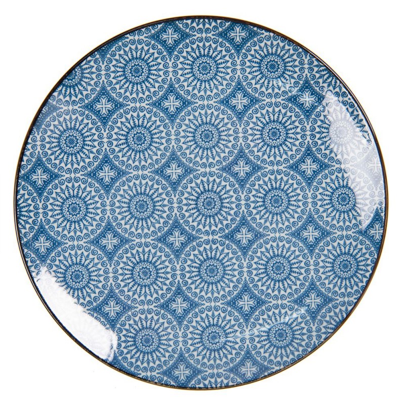 6CEDP0044 Breakfast Plate Ø 21 cm Blue Ceramic Round Plate