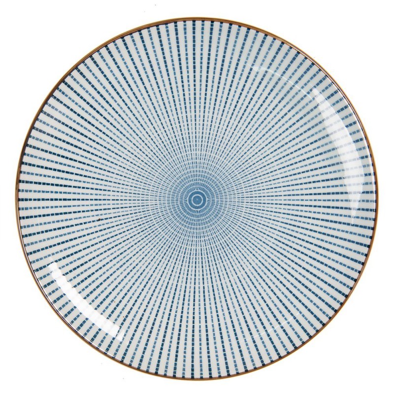6CEDP0045 Piatto per la colazione Ø 21 cm Blu Ceramica Rotondo Piatto