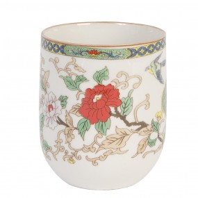 26CEMU0002 Mug 100 ml Rouge Porcelaine Fleurs Rond Tasse à thé