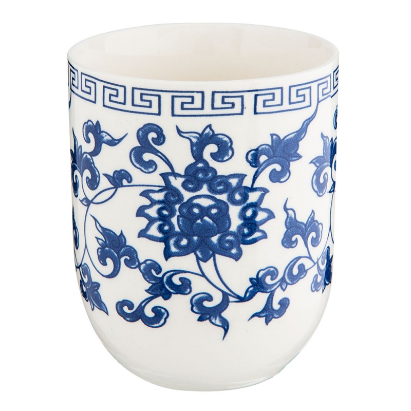 6CEMU0004 Mug 100 ml Bleu Porcelaine Fleurs Rond Tasse à thé