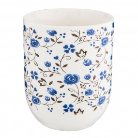 26CEMU0009 Tasse 100 ml Blau Weiß Porzellan Blumen Rund Teebecher