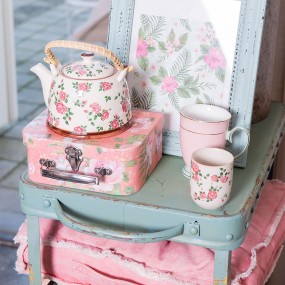 26CEMU0021 Mug 100 ml Pink Porcelain Flowers Round Tea Mug