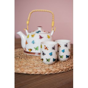 26CEMU0025 Mug 100 ml Beige Yellow Porcelain Butterflies Round Tea Mug