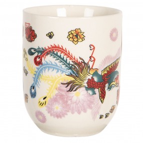 26CEMU0089 Mug 100 ml Beige Red Porcelain Round Tea Mug