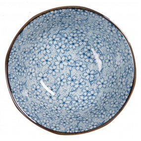 26CEPU0043 Suppenschale Ø 13 cm Weiß Blau Keramik Blumen Rund Servierschüssel