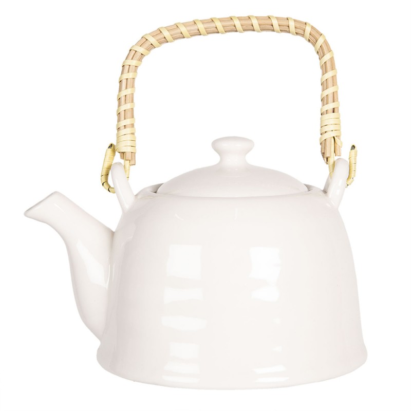 6CETE0088M Teekanne mit Filter 600 ml Weiß Porzellan Rund Kanne für Tee