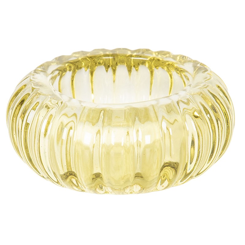 6GL2438 Tealight Holder Ø 9x3 cm Yellow Glass Tea-light Holder