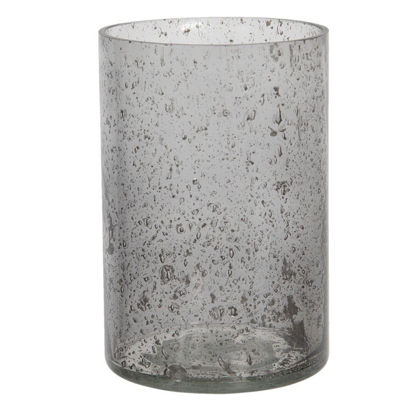6GL2997 Tealight Holder Ø 10x15 cm Grey Glass Round Tea-light Holder