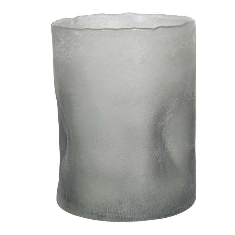 6GL3001 Tealight Holder Ø 15x20 cm Grey Glass Round Tea-light Holder