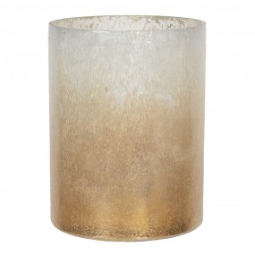 26GL3003 Tealight Holder Ø 15x20 cm Beige Brown Glass Round Tea-light Holder