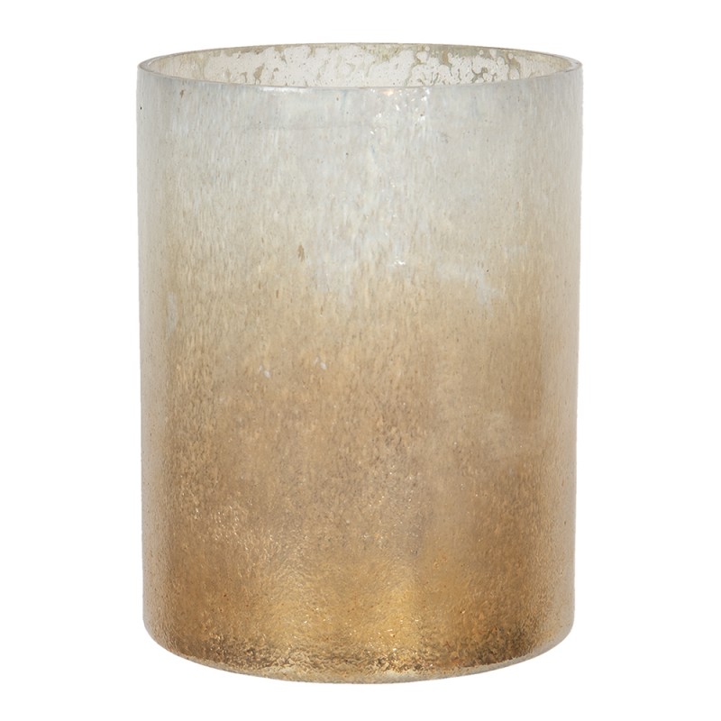 6GL3003 Tealight Holder Ø 15x20 cm Beige Brown Glass Round Tea-light Holder