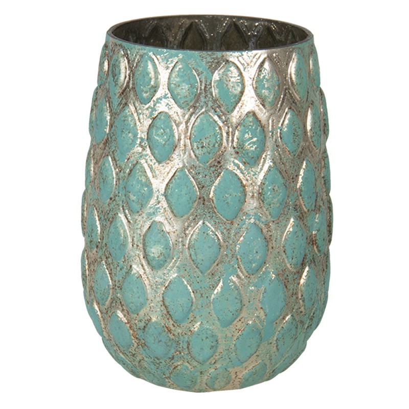 6GL3020 Vase Ø 11x16 cm Turquoise Verre Rond Vase en verre