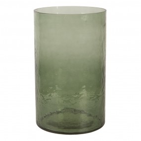 26GL3024 Wind Light Ø 15x25 cm Green Glass Round Candlestick