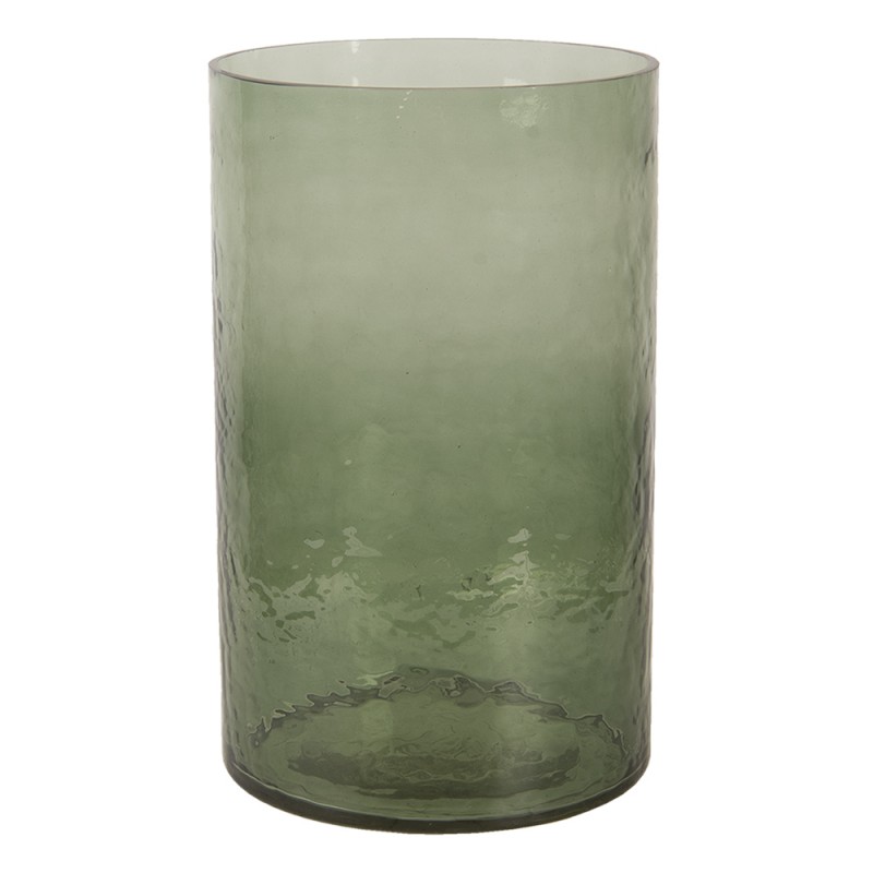 6GL3024 Wind Light Ø 15x25 cm Green Glass Round Candlestick