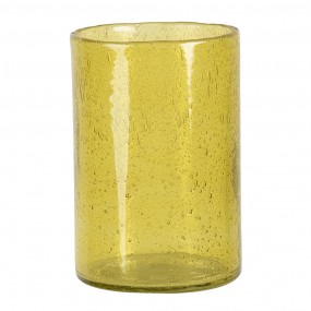 26GL3026GR Tealight Holder Ø 10x15 cm Yellow Glass Round Tea-light Holder