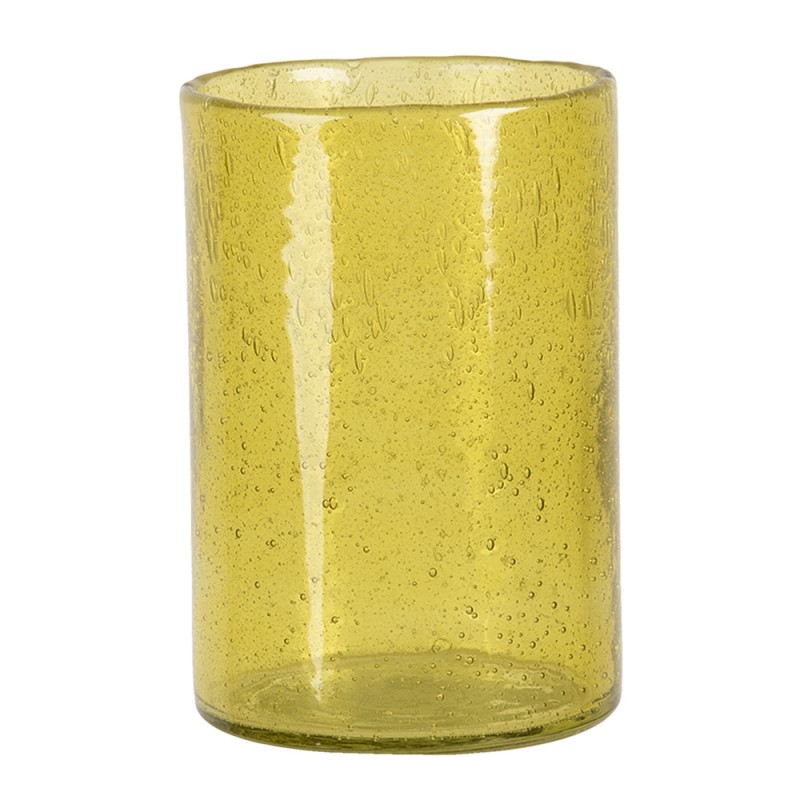 6GL3026GR Tealight Holder Ø 10x15 cm Yellow Glass Round Tea-light Holder