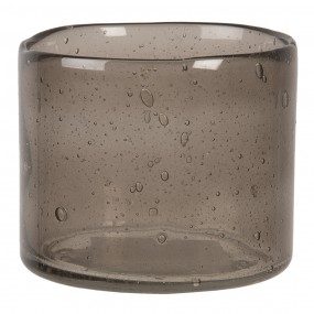 26GL3027 Tealight Holder Ø 10x8 cm Grey Glass Round Tea-light Holder