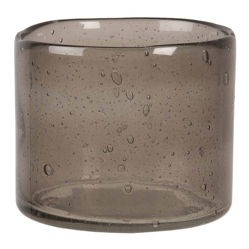 6GL3027 Tealight Holder Ø 10x8 cm Grey Glass Round Tea-light Holder