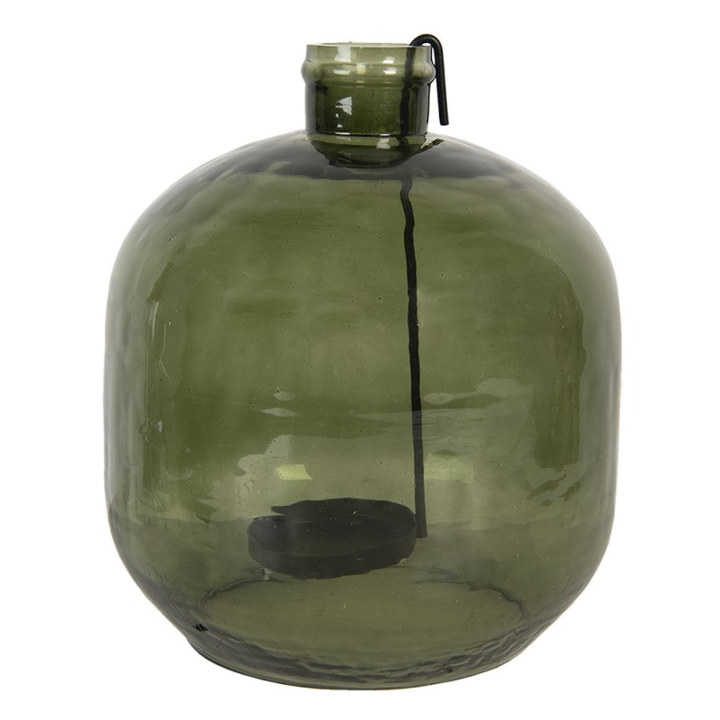 6GL3041GR Tealight Holder Ø 18x20 cm Green Glass Round Tea-light Holder