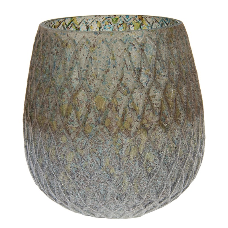 6GL3045 Vase Ø 14x15 cm Green Glass Round Decorative Vase