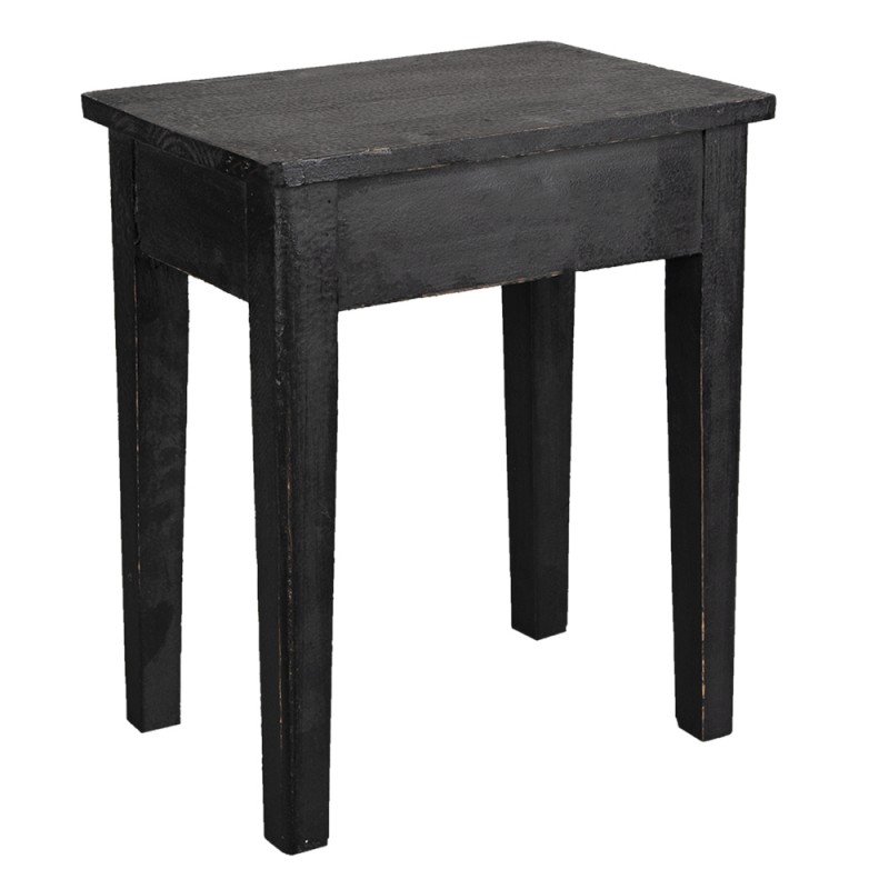 6H2053 Plant Table 36x25x43 cm Black Wood Rectangle Plant Stand