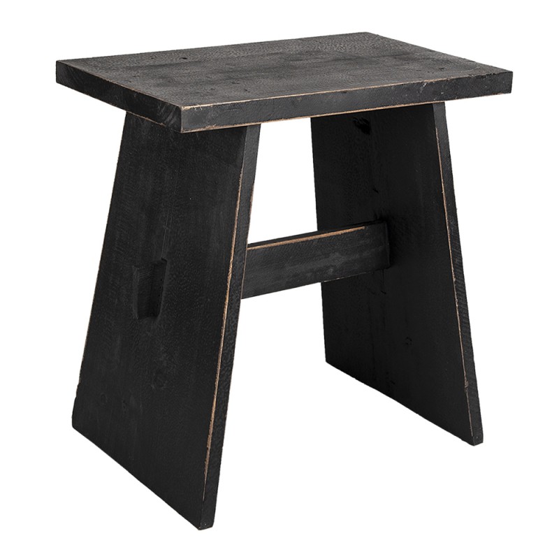6H2054 Plant Table 42x28x43 cm Black Wood Rectangle Plant Stand