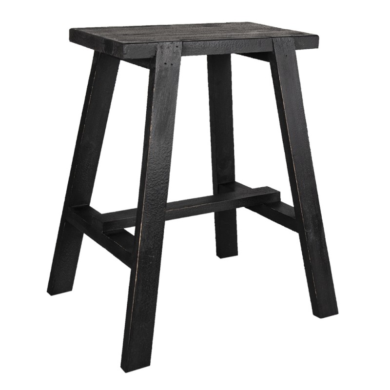 6H2055 Plant Table 50x39x58 cm Black Wood Rectangle Plant Stand