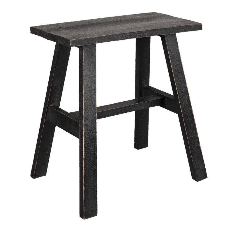 6H2056 Plant Table 42x28x43 cm Black Wood Rectangle Plant Stand