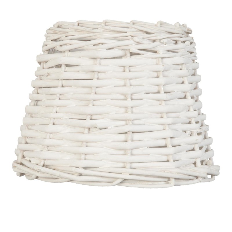 6LAK0258W Abat-jour Ø 20x15 cm Blanc Rotin Rond Abat-jour en rotin